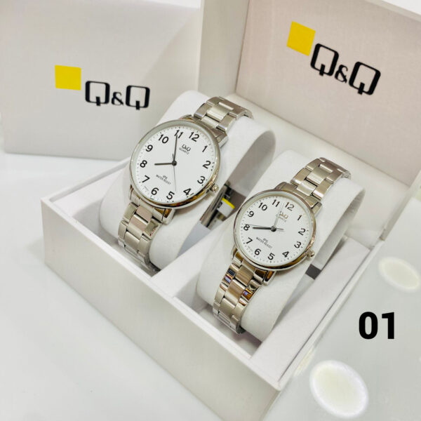 Reloj Para Pareja Q&Q Plateado Original